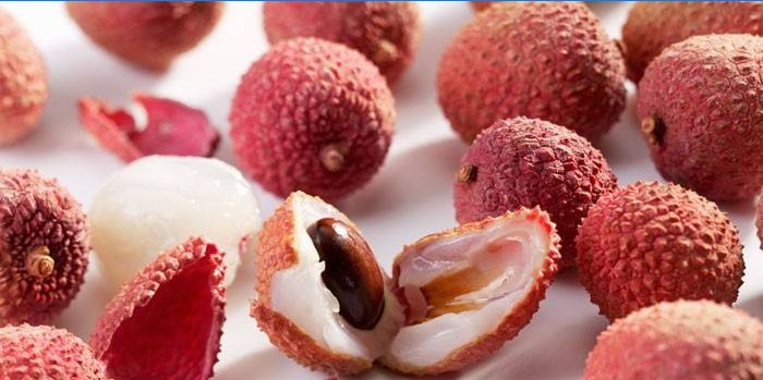 Lychee fruit on the table