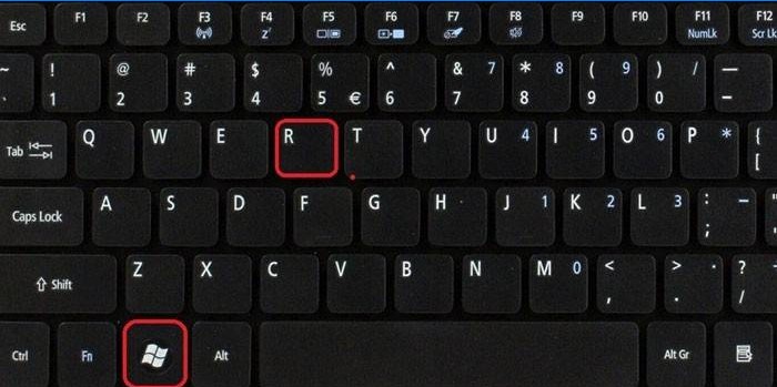 Win + R keys on the keyboard