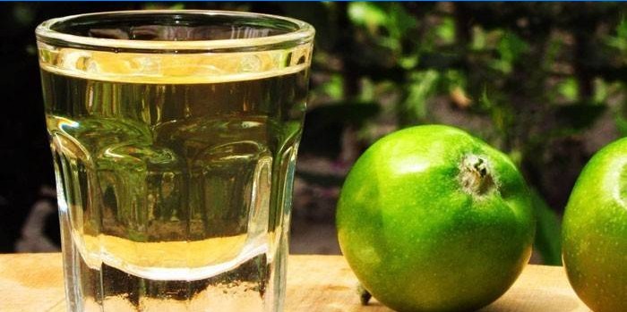 Apple vodka in a glass