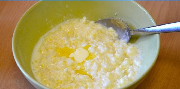 Milk porridge from rice and millet Friendship with butter