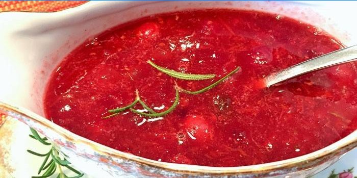 Cranberry sauce in a gravy boat