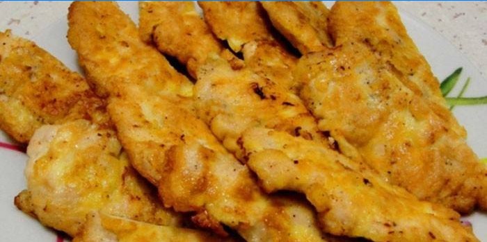 Fried chicken breast chops in cheese batter