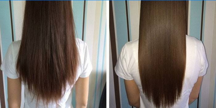 Hair before and after polishing