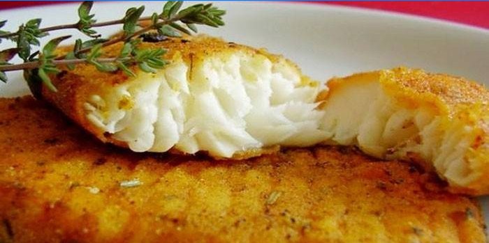 Cross-section of roasted pollock fillet