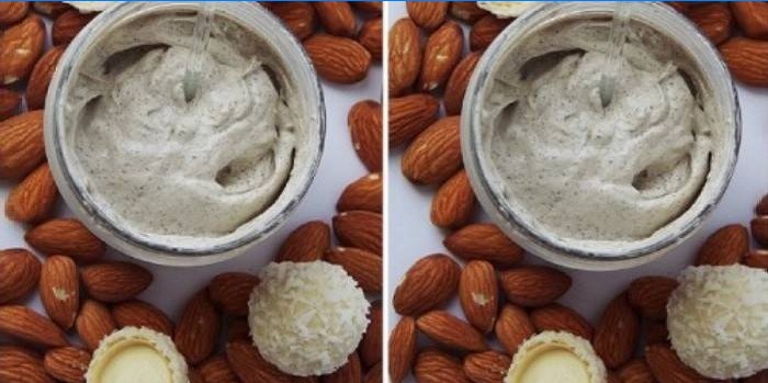 Almond and clay face peeling