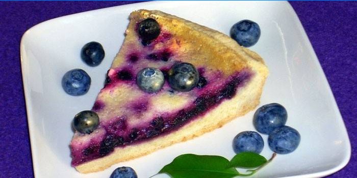 A piece of blueberry pie made according to the Finnish recipe