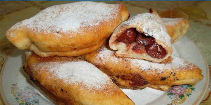 Sweet Fried Cakes with Cherry