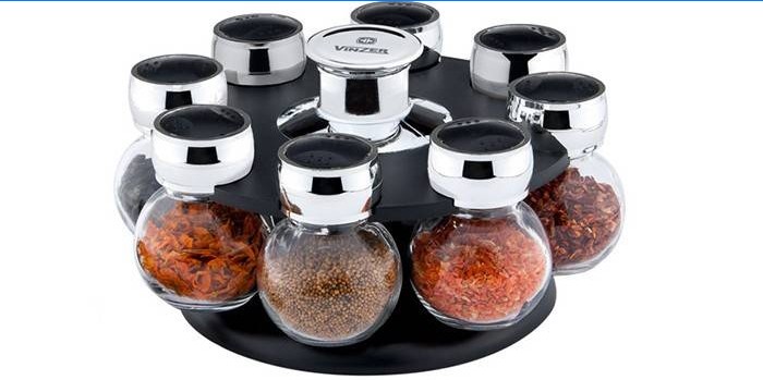 Set of transparent jars for spices