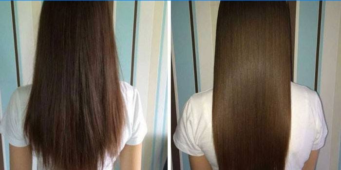 Girl's hair before and after polishing