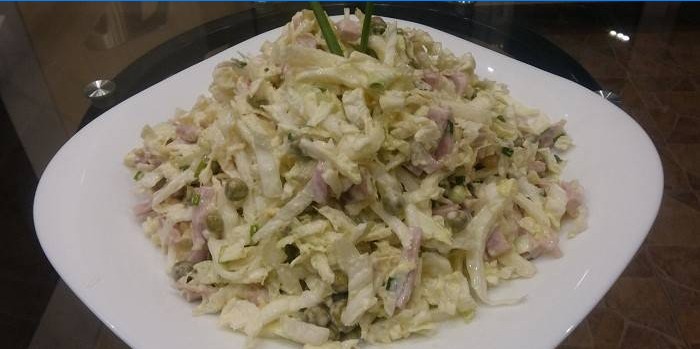 Salad with Peking Cabbage and Sausage