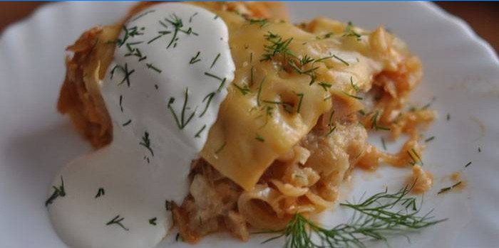 Slice of Cabbage Casserole with Fish