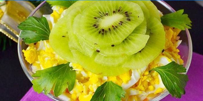 Ladies Enjoyment Salad with Boiled Eggs and Kiwi