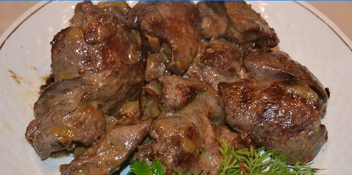 Cooked liver with onions