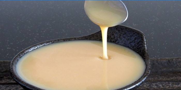 Condensed milk in a plate