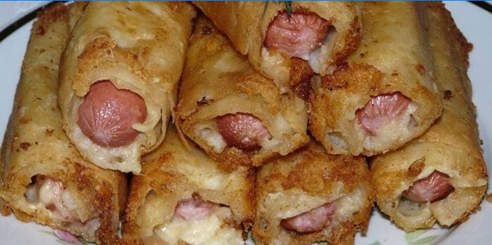 Sausages fried in cheese batter