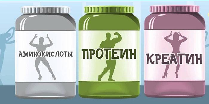 Jars with sports nutrition