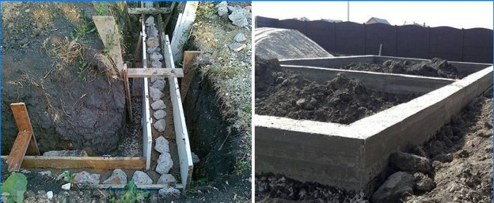 Construction of a foundation from rubble stone
