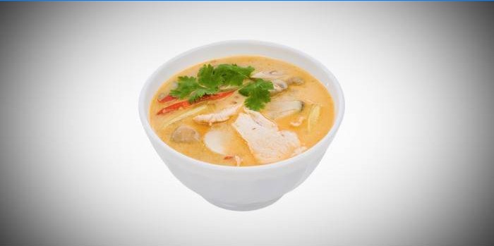 Tom Yam Soup with Chicken and Coconut Milk