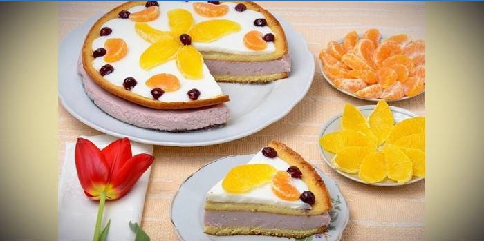 Homemade kefir cake with fruit