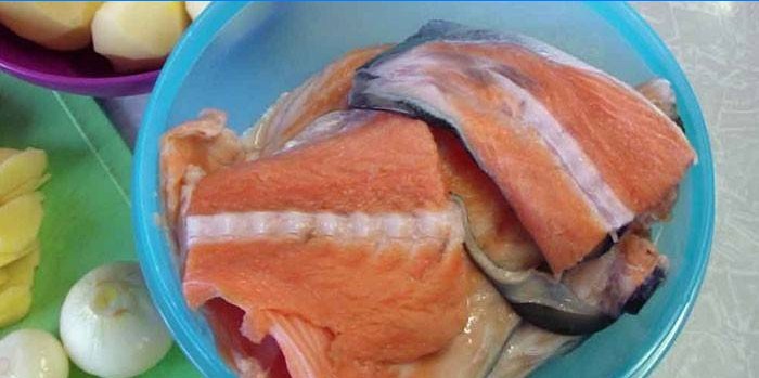 Salmon ridges on a plate