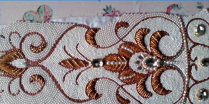 Pattern with beadwork on fabric