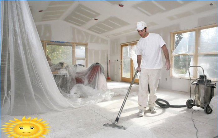 Cleaning after renovation with a construction vacuum cleaner