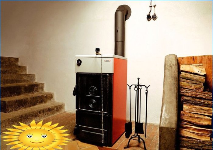 Wood-fired boiler for heating a private house