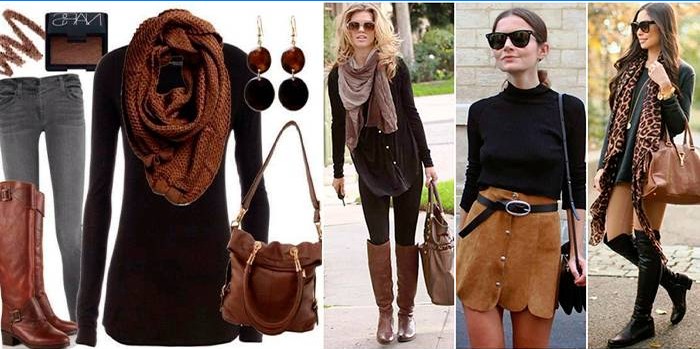 Black and brown color combinations in clothes