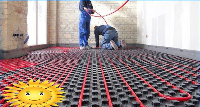 Do-it-yourself heated water floor on the ground