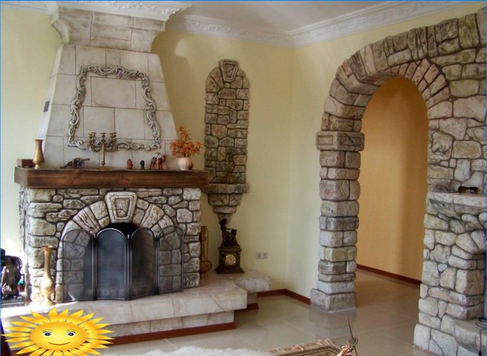Facing the fireplace with a stone with your own hands