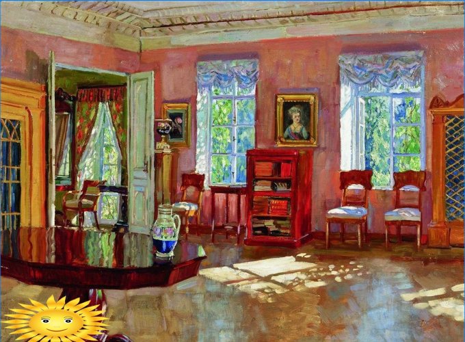 S. Yu. Zhukovsky. The interior of the manor house library