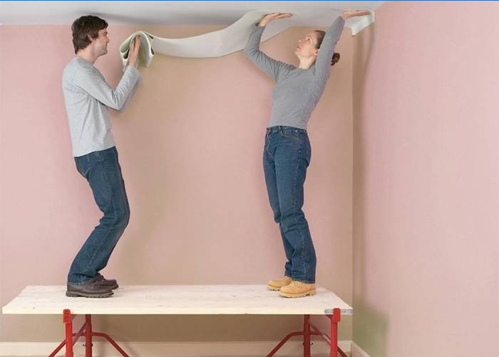 People paste over the ceiling