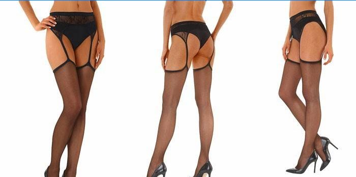Women's stockings with garters and belt LASCANA