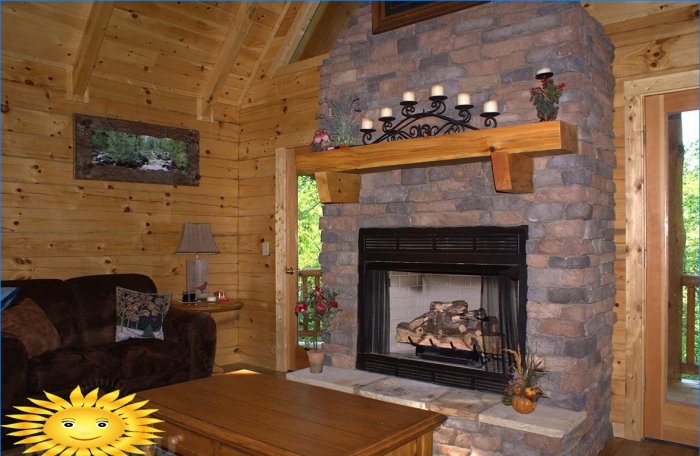 Fireplace in a rustic interior
