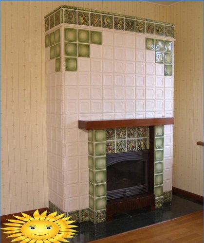 Facing the fireplace with tiles