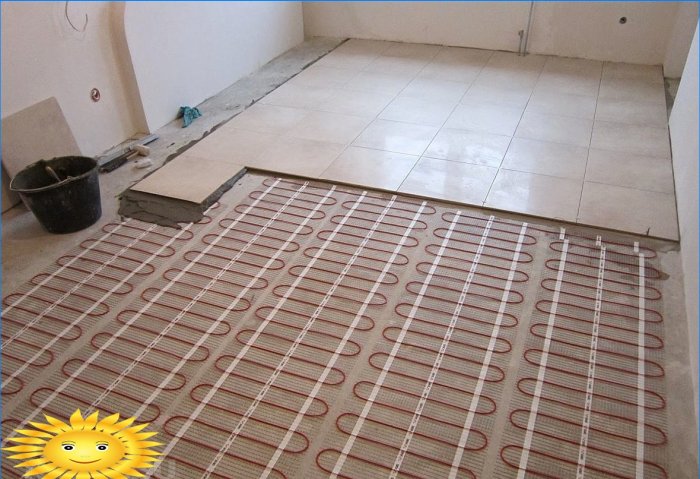 Laying tiles on a warm floor