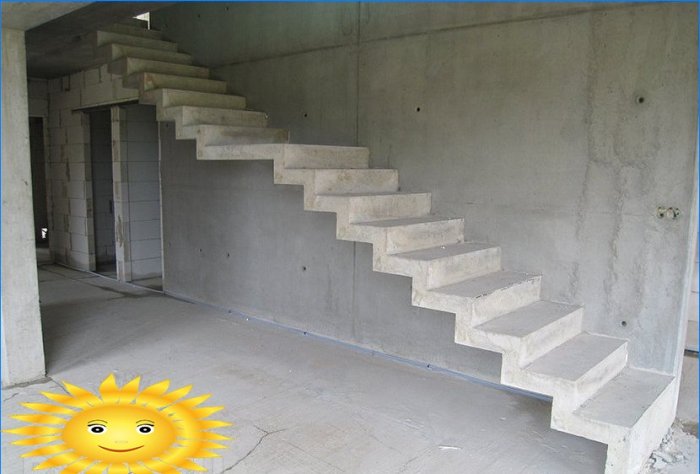 Calculation, installation, pouring and finishing of concrete stairs with your own hands
