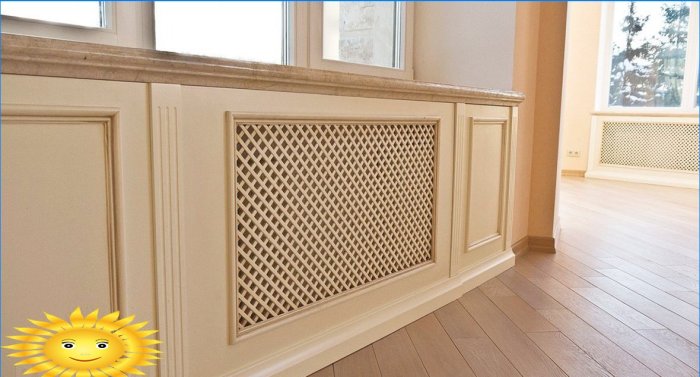 Concealed heating system: floor convectors and built-in radiators