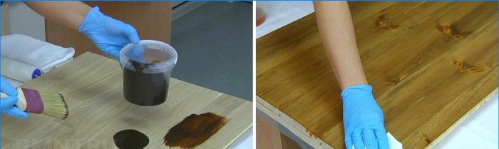 Applying oil to wood