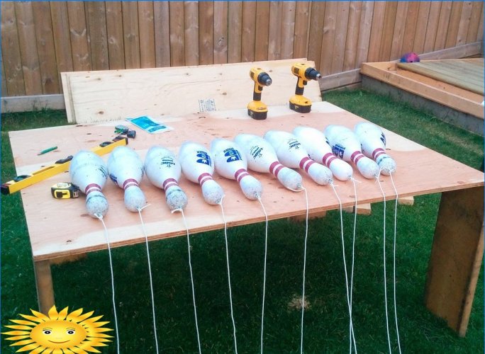 DIY bowling alley behind the house