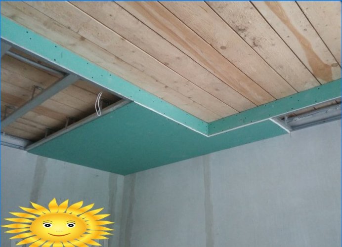 DIY plasterboard ceiling. Installation of the base for the combination ceiling