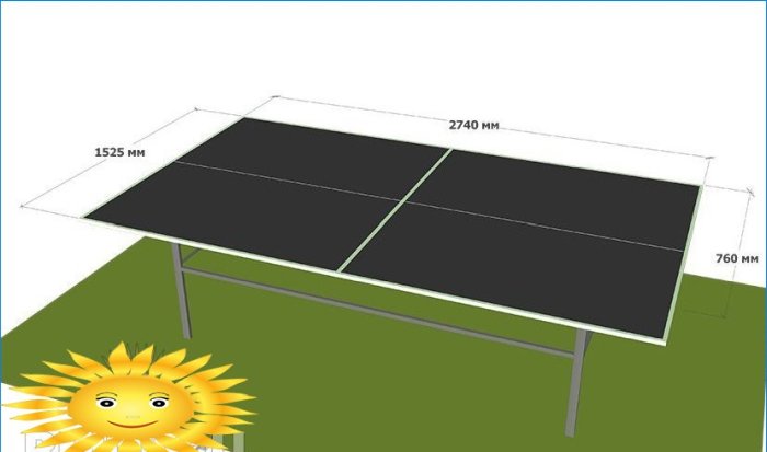 Do-it-yourself all-weather tennis table: drawings, dimensions