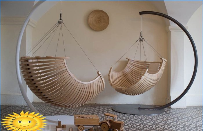 Hanging chair in the interior
