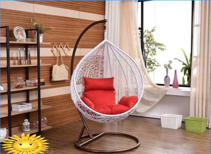 Hanging chair in the interior