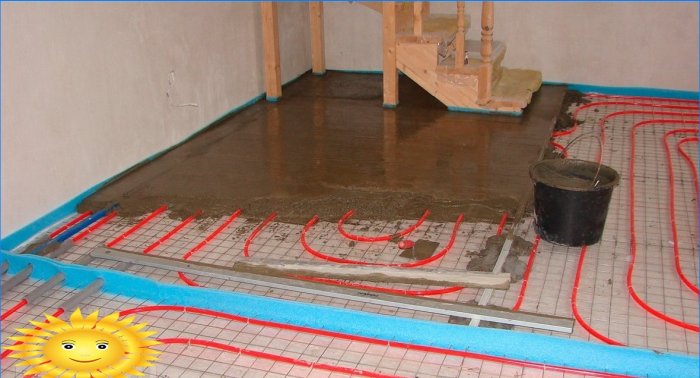 Heating a private house with underfloor heating