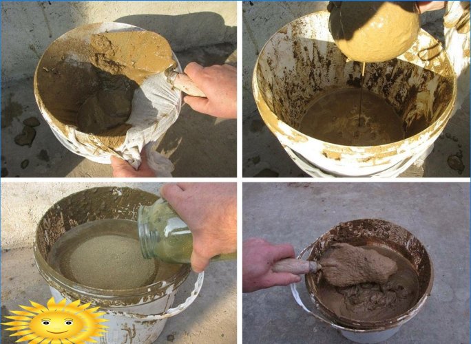 Preparing a mortar from clay and sand