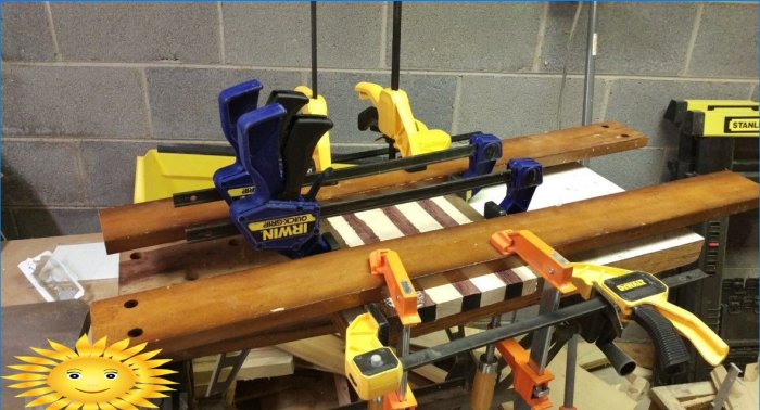 The use of clamps in the manufacture of end cutting boards