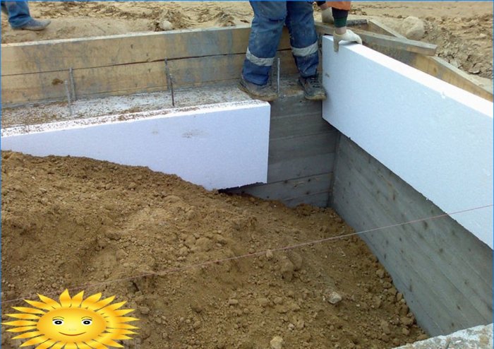 Insulation of the foundation with expanded polystyrene