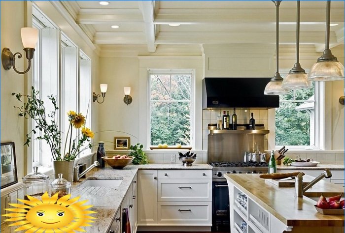 Kitchens without top cabinets: features, pros and cons