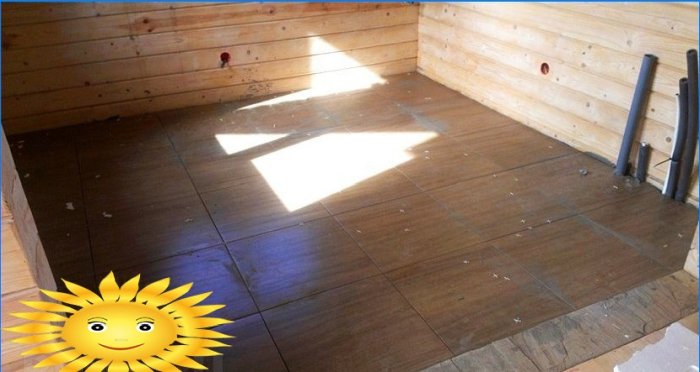 Laying tiles in a wooden house: preparing the floor